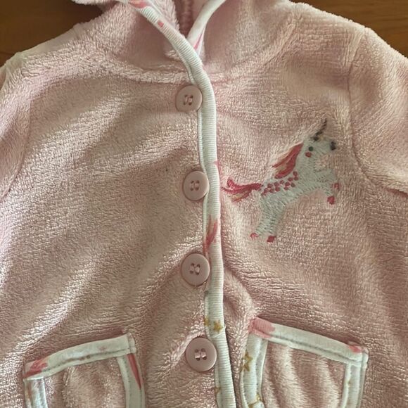NWOT 0-3 mo C.J.P. pink SUPER SOFT fleece long sleeve button down jacket coat - Picture 3 of 14